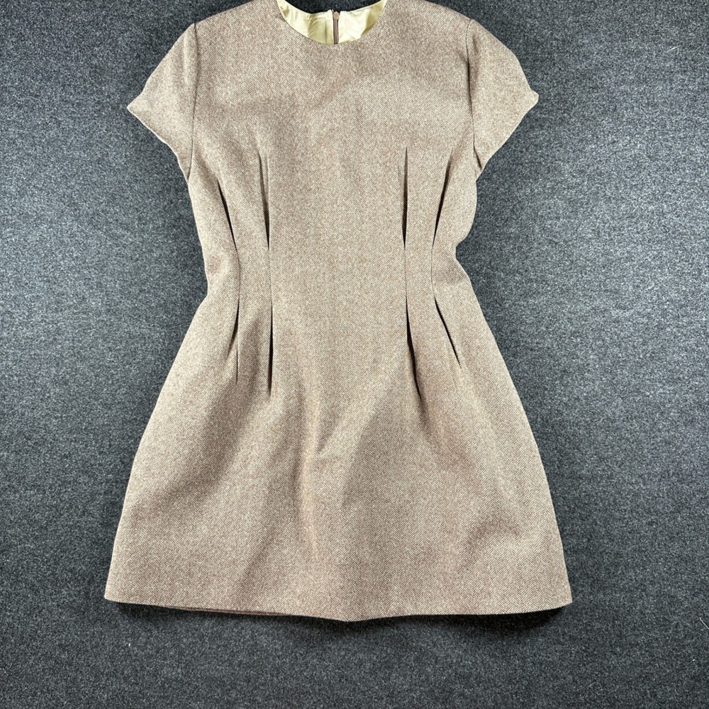 Matilda London Winona Brown Herringbone Wool Mini Dress Size M FW25-WINADRS-M